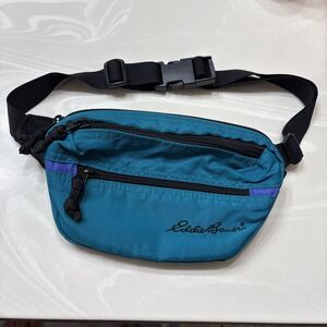 Vintage Eddie Bauer Belt Bag Fanny Pack Teal 3 Zipper 90’s